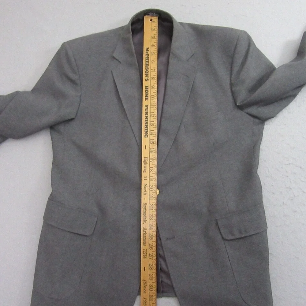 David Taylor Blazer Light Gray Gold Button Mens 46R Wool Blend Single Vent